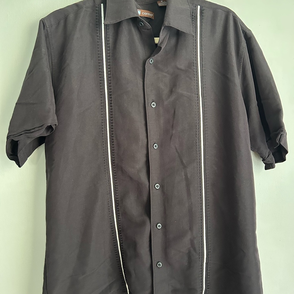 Men's Black Bowling / Cuban / Cigar Short Sleeve Shirt